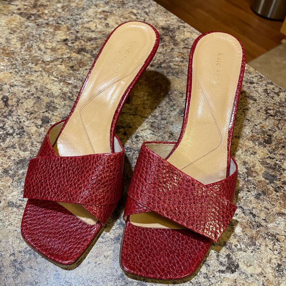 kate spade Red Leather Slide Heels